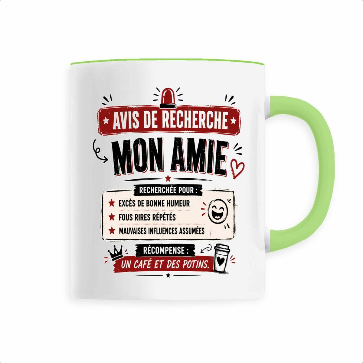 face_0_5 Mug Mon Amie – Avis de Recherche | Cadeau humoristique pour meilleure amie