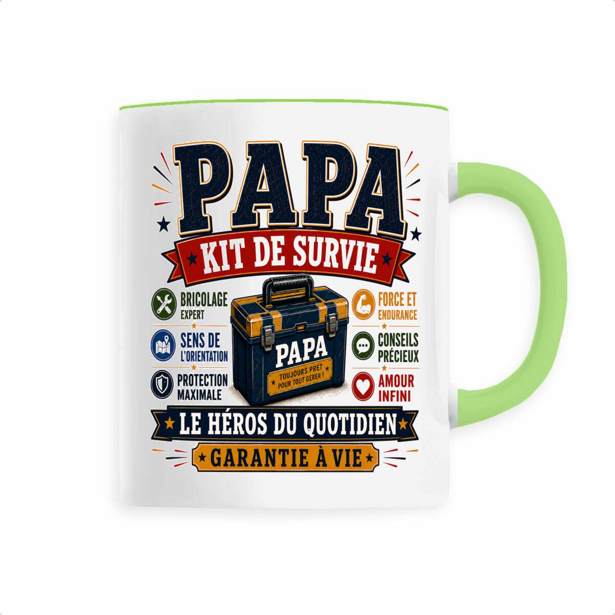 face_0_5 Mug Papa Kit de Survie | Le Héros du Quotidien – Cadeau Original Papa