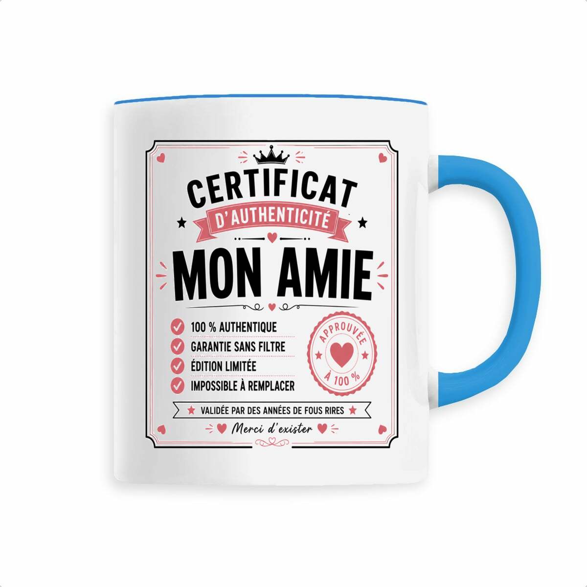 face_1_4 Mug Mon Amie – Certificat d'Authenticité | Cadeau original pour meilleure amie