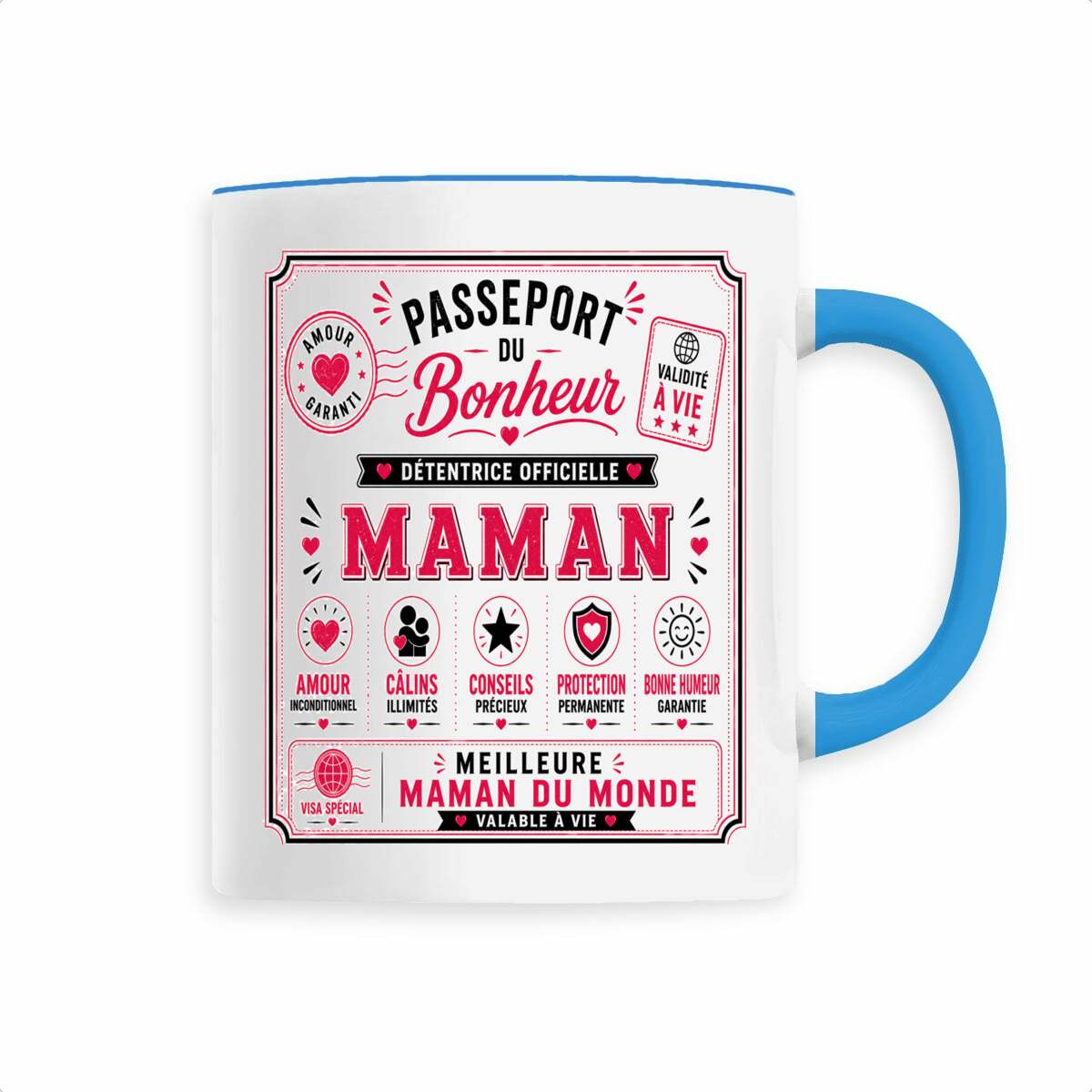 face_1_4 Mug Maman – Passeport du Bonheur | Cadeau original pour la meilleure maman du monde