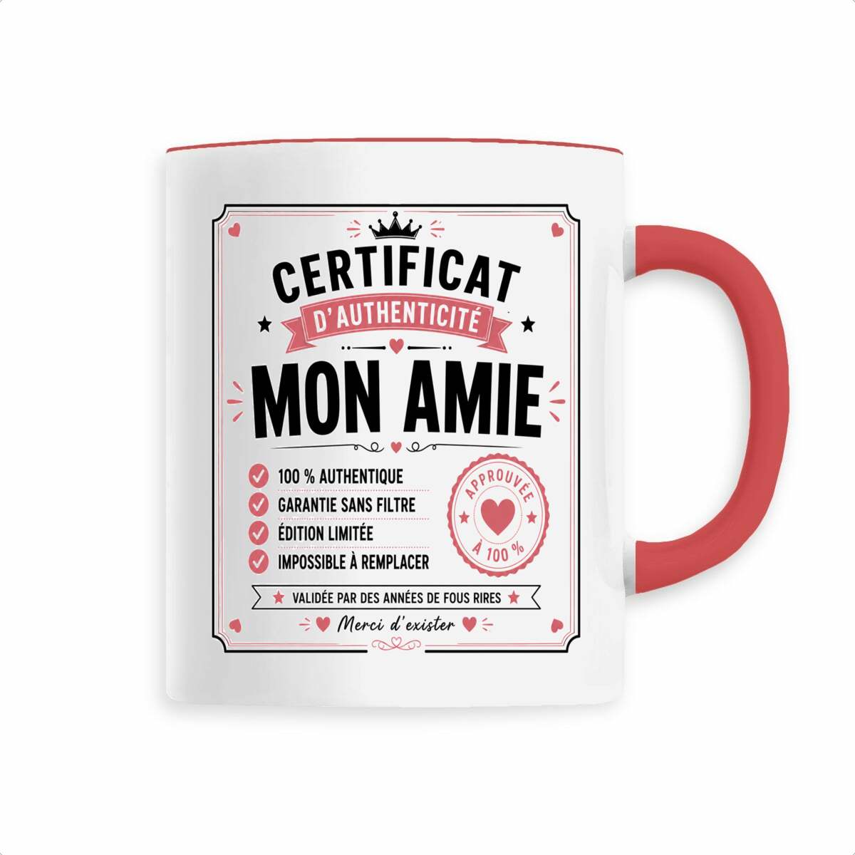 face_2_3 Mug Mon Amie – Certificat d'Authenticité | Cadeau original pour meilleure amie