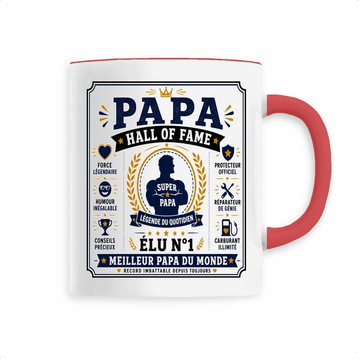 face_2_3 Mug Papa Hall of Fame | Élu N°1 Meilleur Papa du Monde
