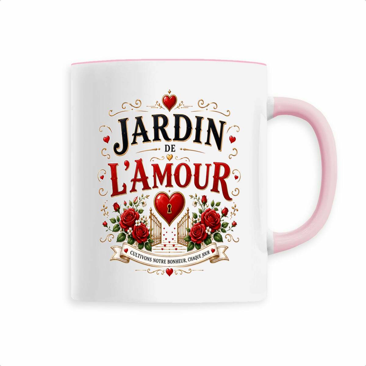 face_3_2 Mug Jardin de l'Amour – Cultivons Notre Bonheur Chaque Jour – Cadeau Couple Romantique