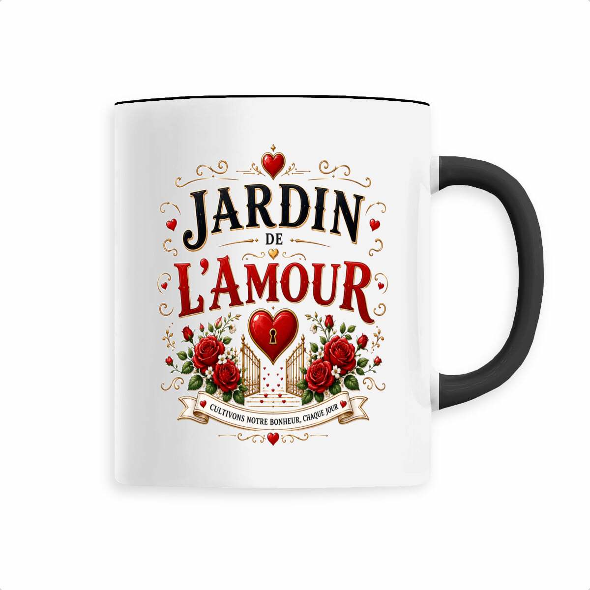face_4_1 Mug Jardin de l'Amour – Cultivons Notre Bonheur Chaque Jour – Cadeau Couple Romantique
