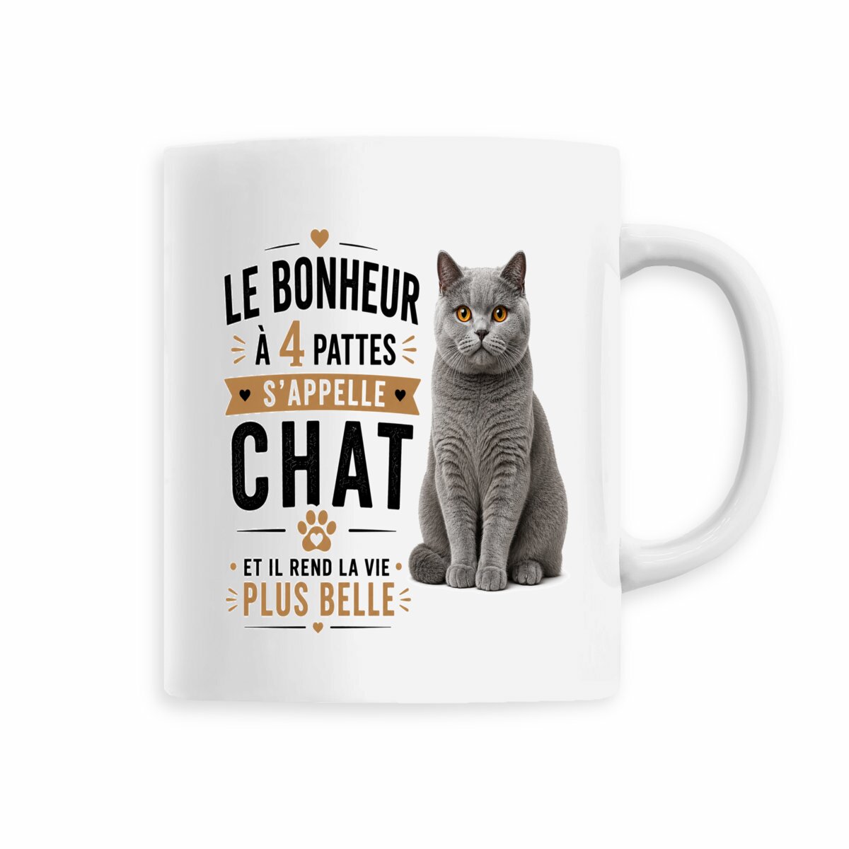 face_5_0 Mug British Shorthair – Le Bonheur à 4 Pattes s'Appelle Chat | Cadeau Amoureux des Chats