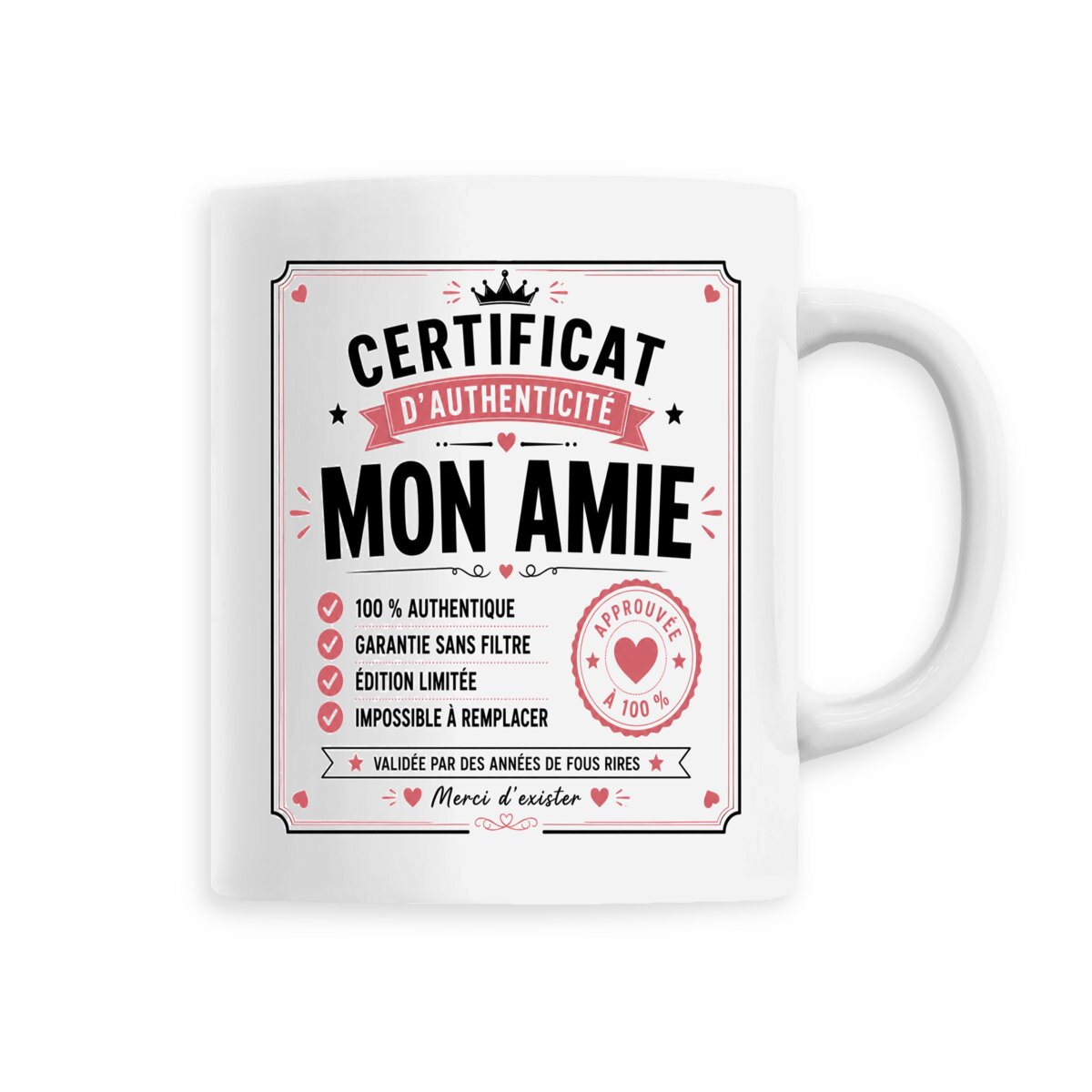face_5_0 Mug Mon Amie – Certificat d'Authenticité | Cadeau original pour meilleure amie