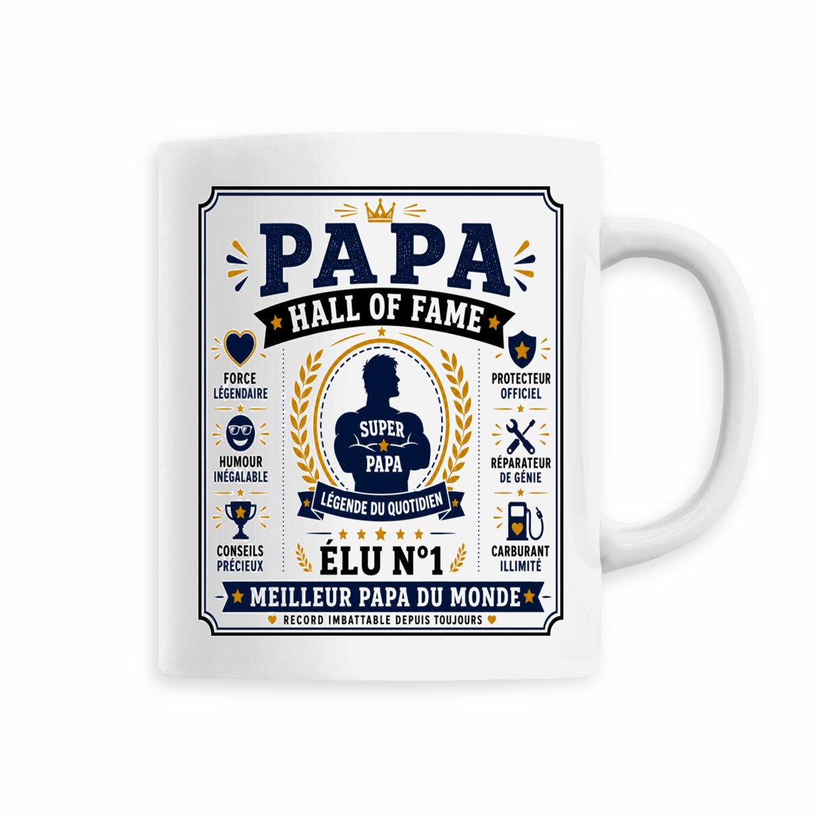 face_5_0 Mug Papa Hall of Fame | Élu N°1 Meilleur Papa du Monde
