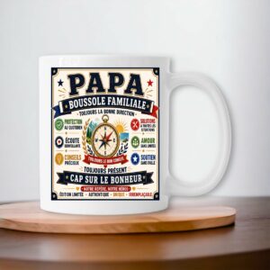 Mug Papa Boussole Familiale – Cadeau Original pour un Papa Exceptionnel