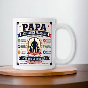 Mug Papa Excellence Française – Cadeau Original pour un Papa Exceptionnel