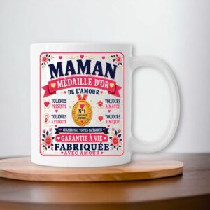 Mug Maman Médaille d'Or de l'Amour – Cadeau Original pour une Maman Exceptionnelle