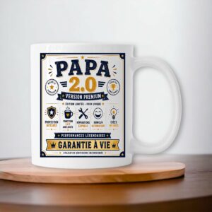 Mug Papa 2.0 Version Premium – Cadeau Original pour un Papa Exceptionnel