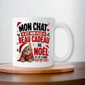 Mug Noël Mon Chat Est Mon Plus Beau Cadeau de Noël – Tasse Cadeau Amoureux des Chats