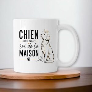 Mug Chien sur le Canapé – Roi de la Maison | Cadeau Original Amoureux des Chiens