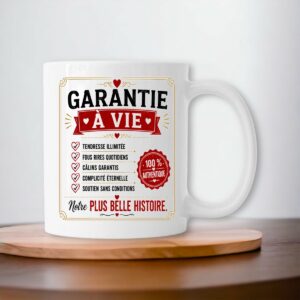 Mug Amour – Garantie à Vie | Cadeau Romantique pour Couple, Saint-Valentin, Mariage