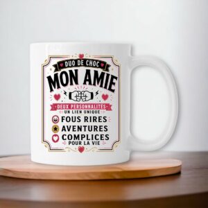 Mug Mon Amie – Duo de Choc | Cadeau Amitié Original