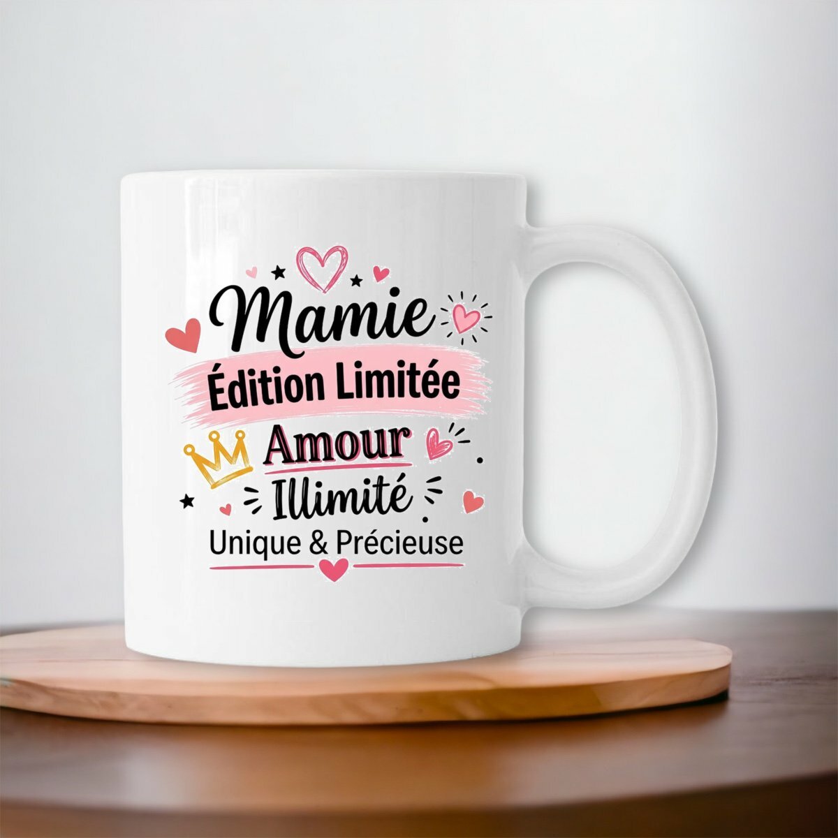 visual_Blanc Mug Mamie Édition Limitée – Amour Illimité | Cadeau Original pour Mamie