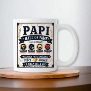 Mug Papi Hall of Fame – Légende Vivante | Cadeau Original pour Papi