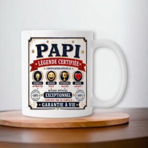 Mug Papi Légende Certifiée – Cadeau Original pour Papi